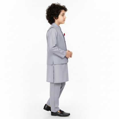 Boys Kurta Shalwar with Plain Waistcoat - Traditional Outfit 4-7Y