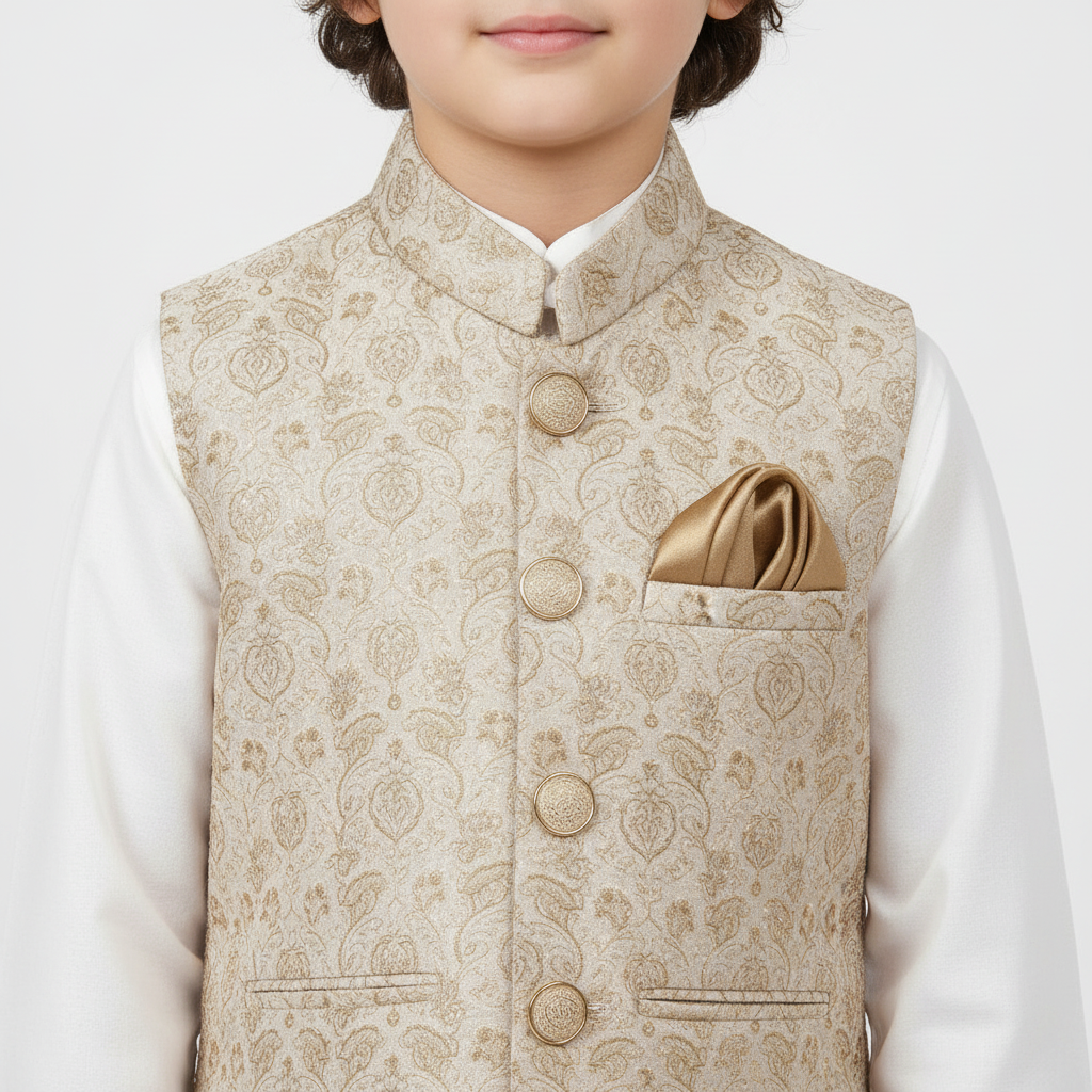 Boys Premium Kurta Shalwar with Fancy Waistcoat - Traditional Outfit 1-7Y