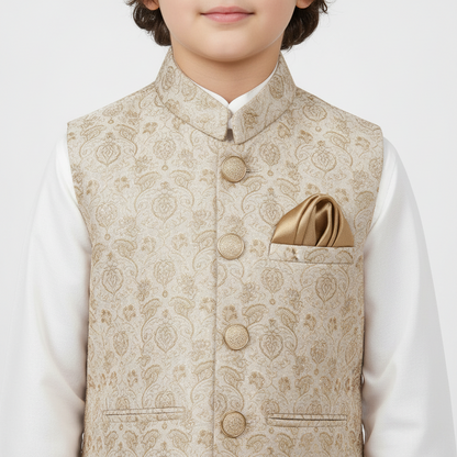 Boys Premium Kurta Shalwar with Fancy Waistcoat - Traditional Outfit 1-7Y