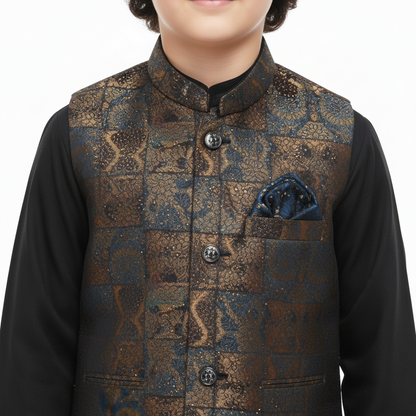 Boys Premium Kurta Shalwar with Fancy Waistcoat - Traditional Outfit 1-7Y