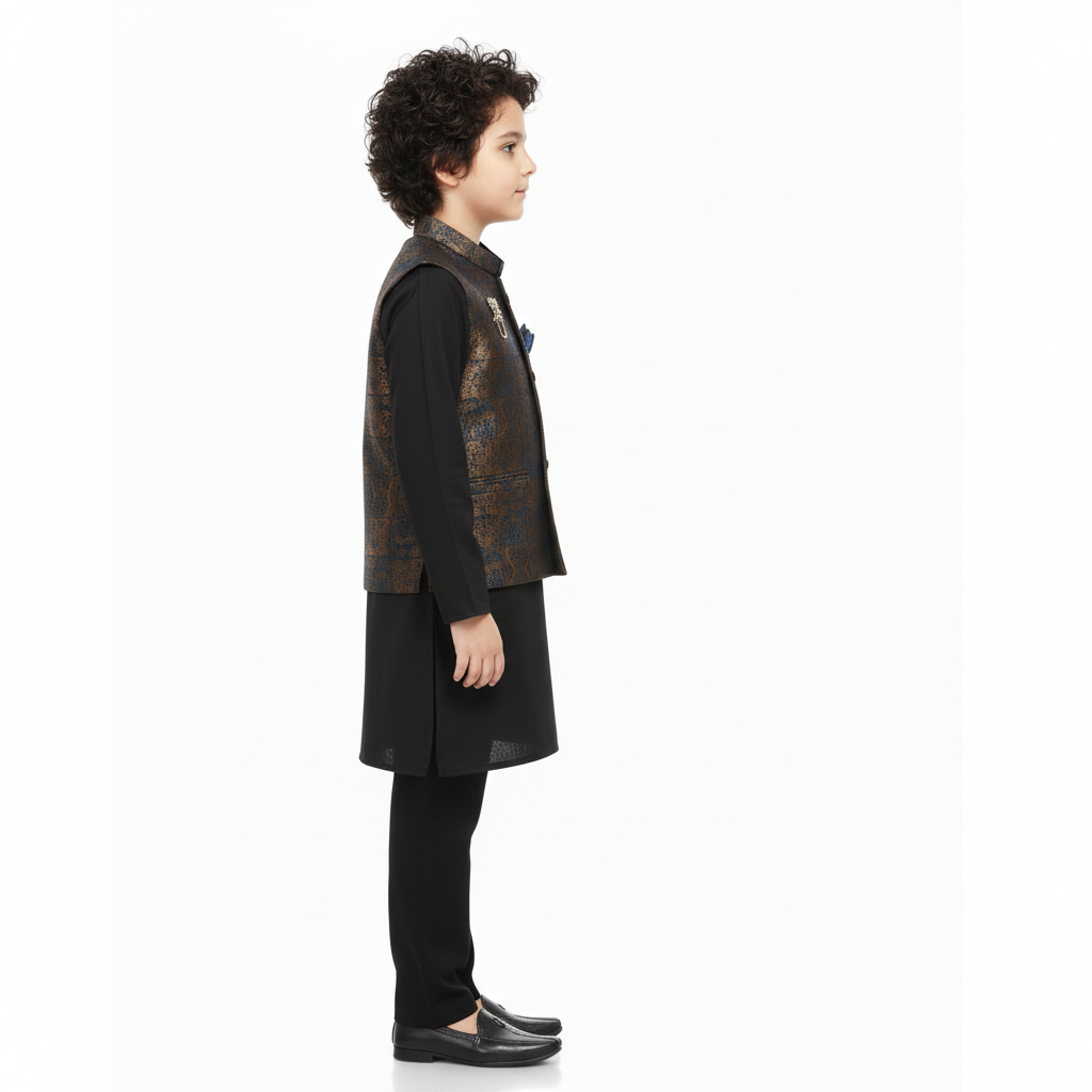 Boys Premium Kurta Shalwar with Fancy Waistcoat - Traditional Outfit 1-7Y