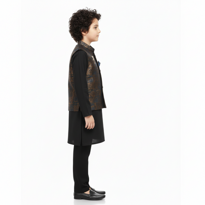 Boys Premium Kurta Shalwar with Fancy Waistcoat - Traditional Outfit 1-7Y