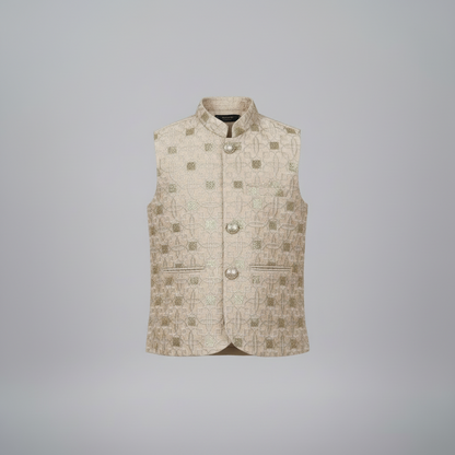 Boys Premium Golden Waistcoat Only - Elegant Party Wear 1-4Y