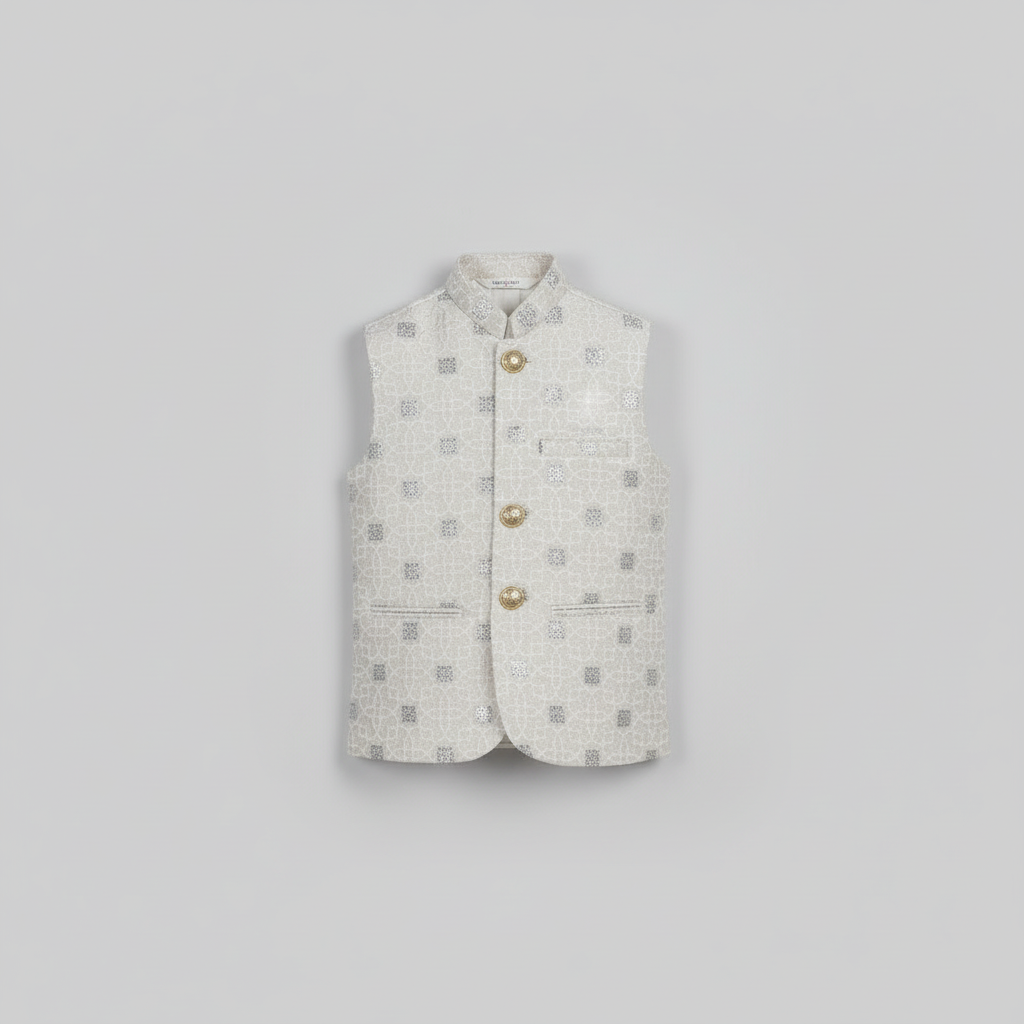 Boys Premium White Waistcoat Only - Elegant Party Wear 1-4Y