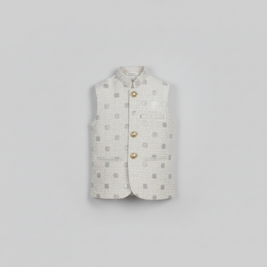 Boys Premium White Waistcoat Only - Elegant Party Wear 1-4Y