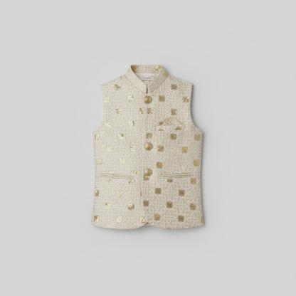 Boys Premium Waistcoat Only - Cream Colour Party Wear 1-4Y