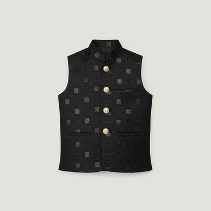 Boys Premium Black Waistcoat Only - Elegant Party Wear 1-4Y