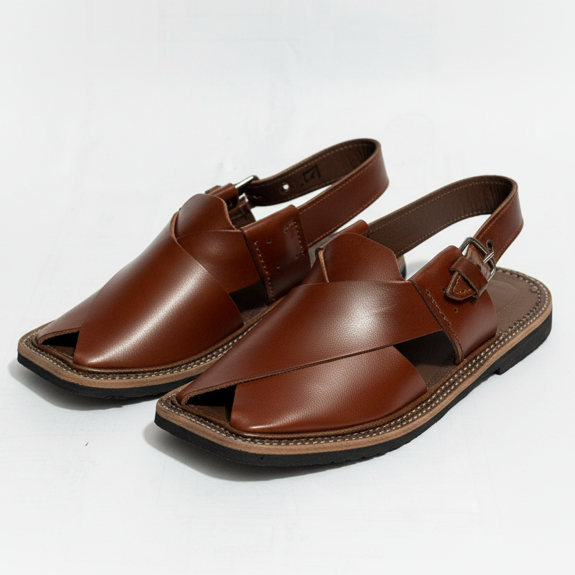 Kids Burgundy Peshawari Chappal - Handmade Traditional Sandals