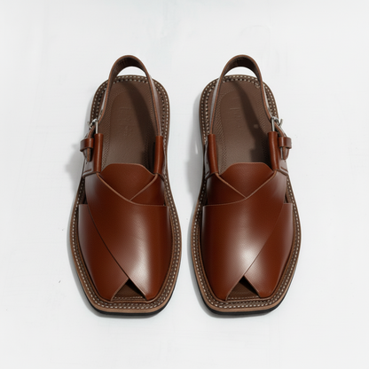 Kids Burgundy Peshawari Chappal - Handmade Traditional Sandals