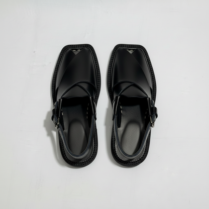 Kids Black Peshawari Chappal - Handmade Traditional Sandals