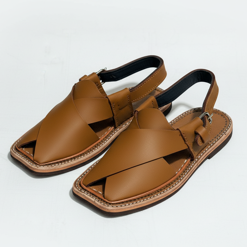 Kids Camel Peshawari Chappal - Handmade Traditional Sandals