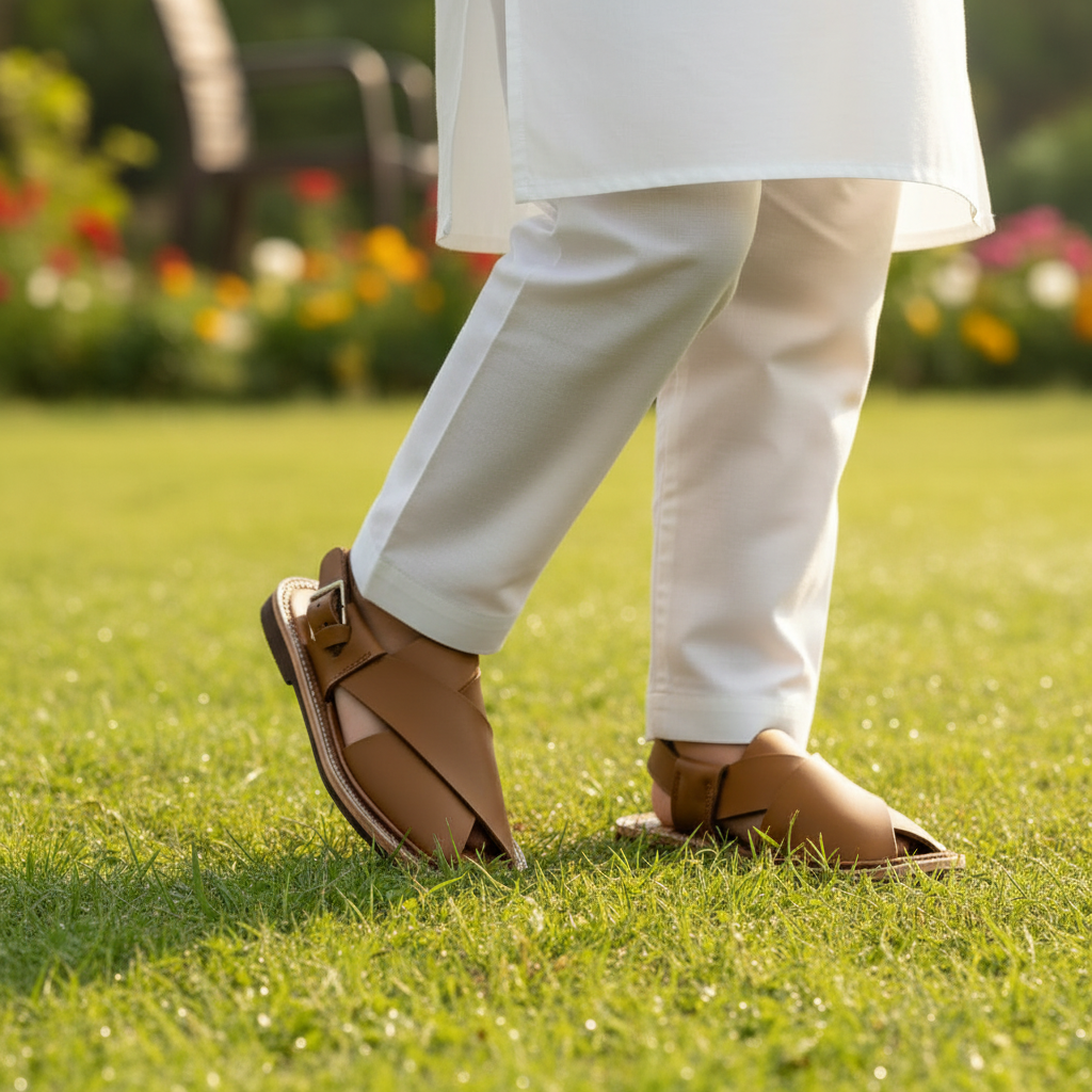 Kids Camel Peshawari Chappal - Handmade Traditional Sandals