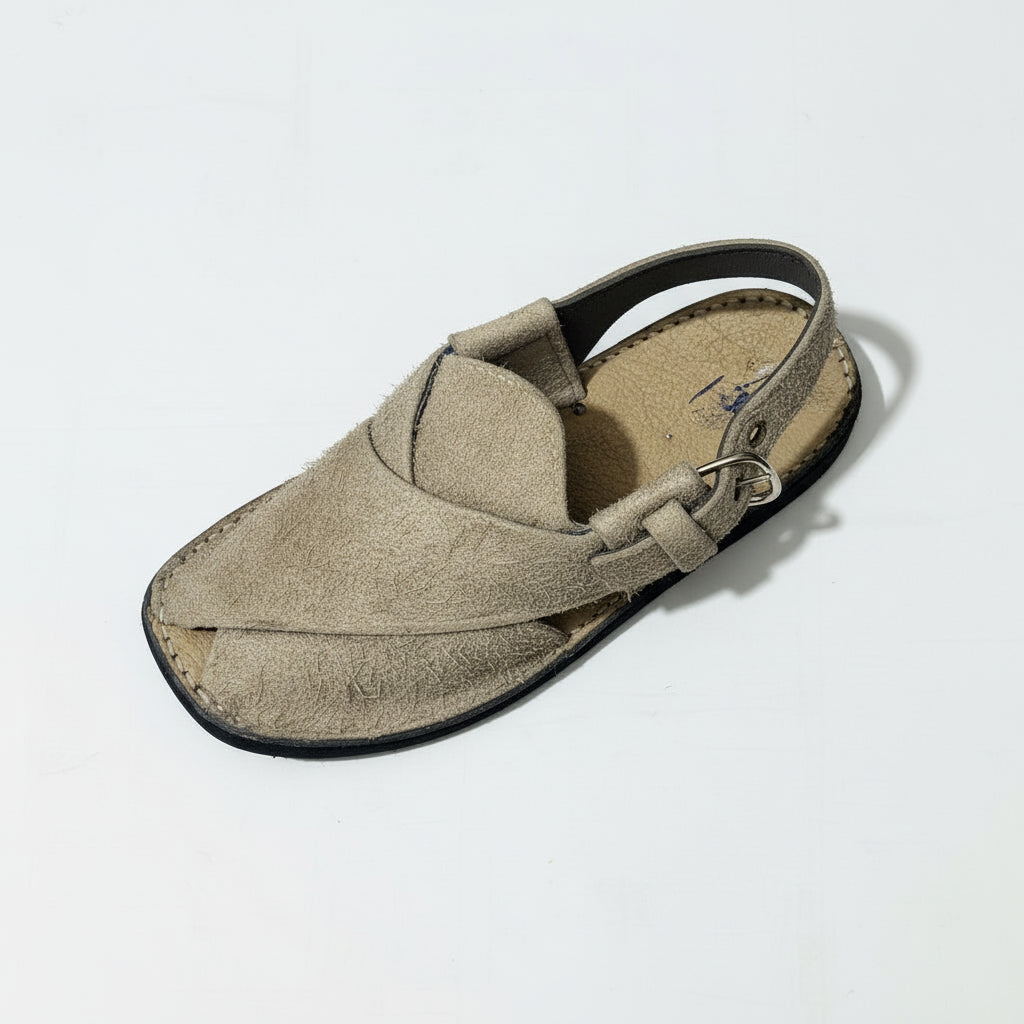 Kids Peshawari Chappal Chocolate Fur Design - Handmade Traditional Sandals