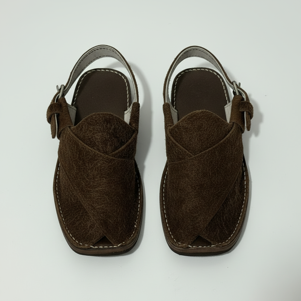Kids Peshawari Chappal Chocolate Fur Design - Handmade Traditional Sandals