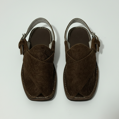 Kids Peshawari Chappal Chocolate Fur Design - Handmade Traditional Sandals