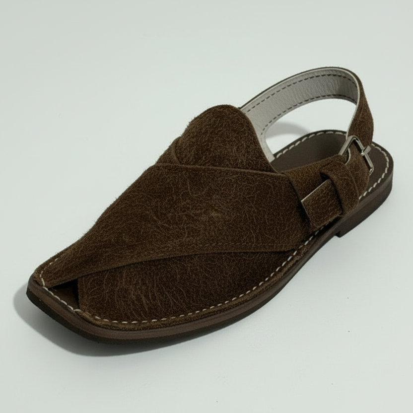 Kids Peshawari Chappal Chocolate Fur Design - Handmade Traditional Sandals