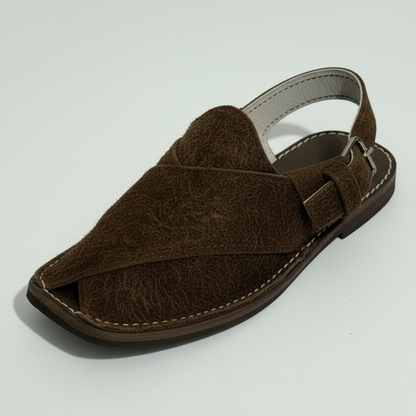 Kids Peshawari Chappal Chocolate Fur Design - Handmade Traditional Sandals