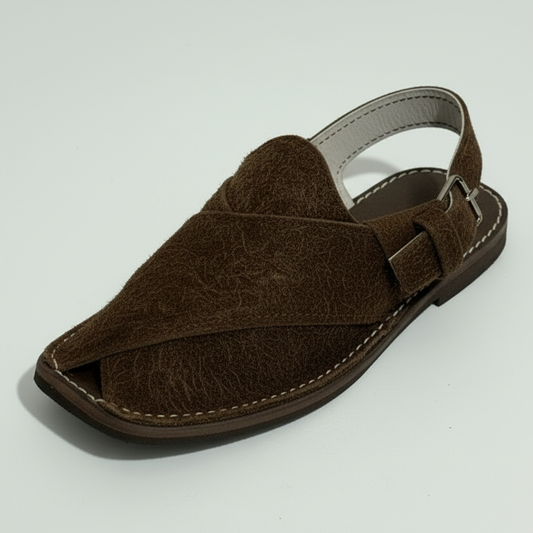 Kids Peshawari Chappal Chocolate Fur Design - Handmade Traditional Sandals