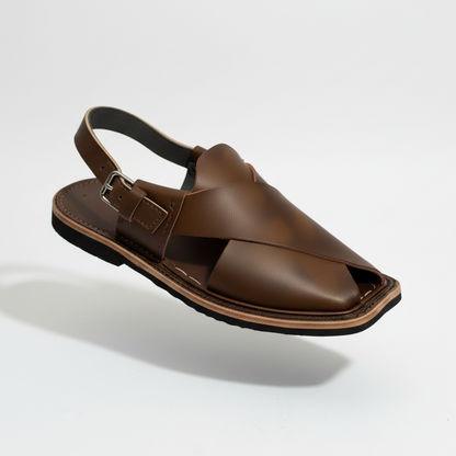 Kids Brown Peshawari Chappal - Handmade Traditional Sandals
