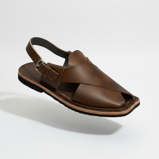 Kids Brown Peshawari Chappal - Handmade Traditional Sandals
