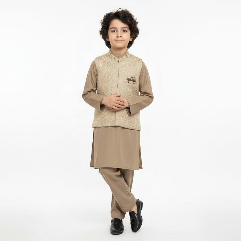 Boys Traditional Kurta Shalwar Set - Premium Pakistani Outfit