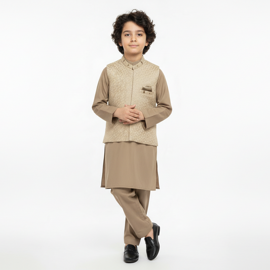 Boys Traditional Kurta Shalwar Set - Premium Pakistani Outfit
