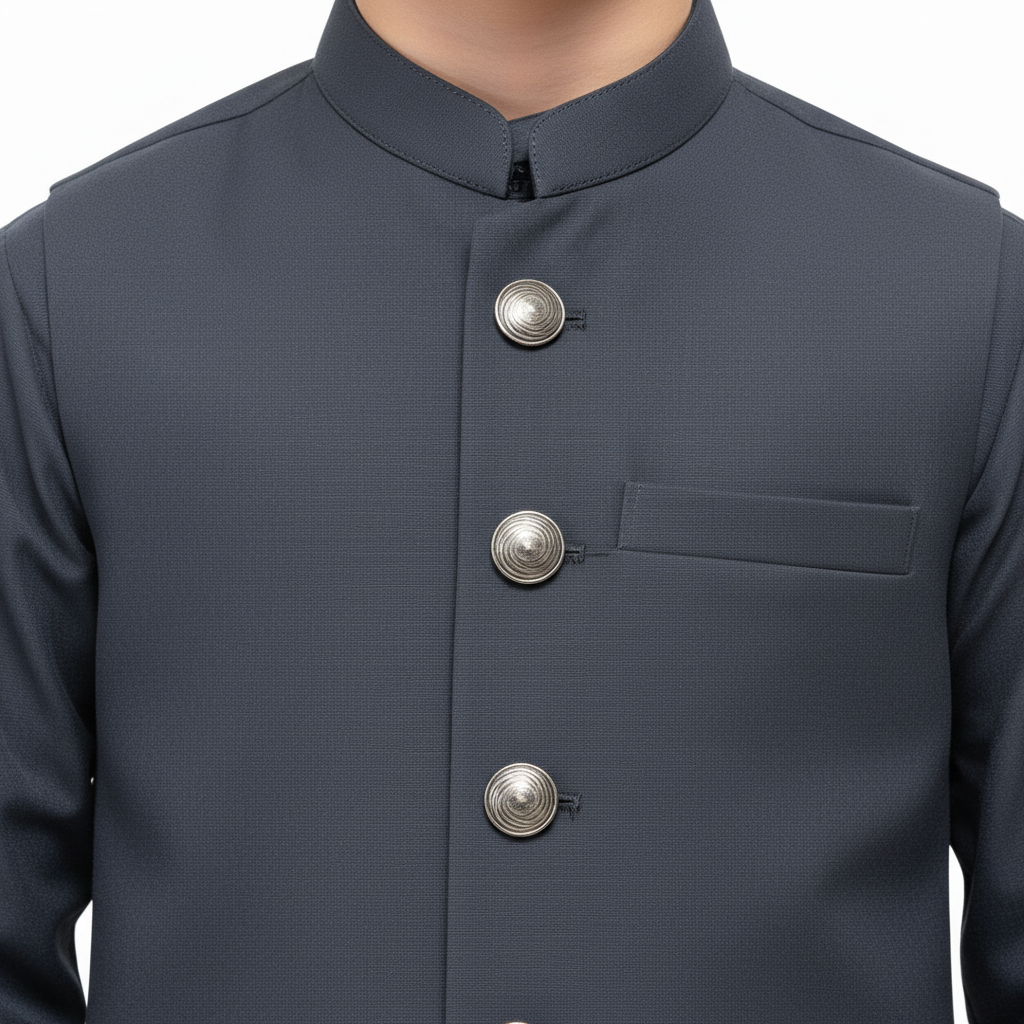 Boys Gray Blue Kurta Shalwar with Matching Waistcoat - Premium 3-Piece Set