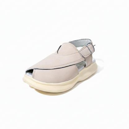 Kids Peshawari Chappal Cream - Soft Sole Traditional Sandals