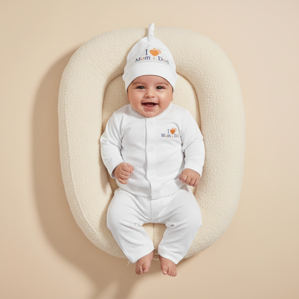 I Love Mom & Dad Newborn Bodysuit Set - Adorable Cotton Romper