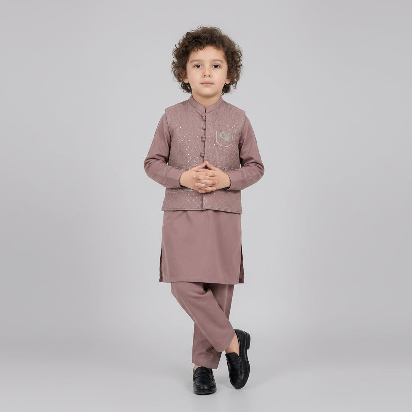 Boys 3-Piece Waistcoat Kurta Shalwar - Premium Traditional Outfit 1-4Y