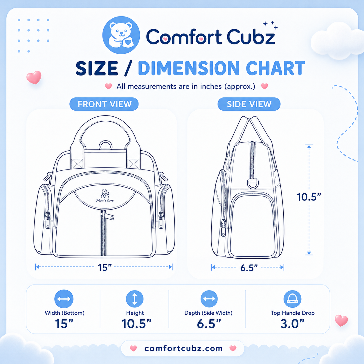 Mom’s Love Baby Diaper Carry Bag – Pastel Colourblock with Logo Patch | Pink & Light Blue