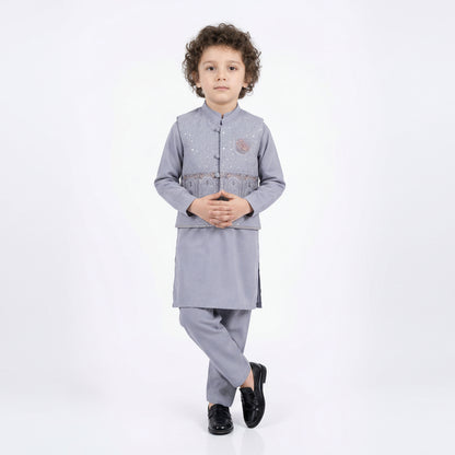 Boys 3-Piece Waistcoat Kurta Shalwar - Premium Traditional Outfit 1-4Y