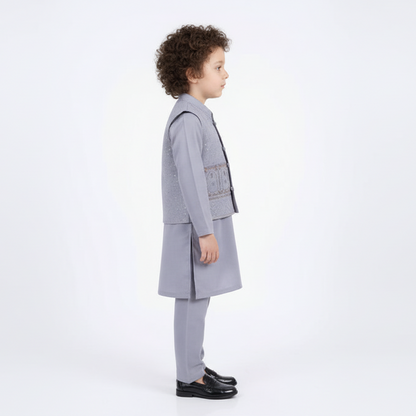 Boys 3-Piece Waistcoat Kurta Shalwar - Premium Traditional Outfit 1-4Y