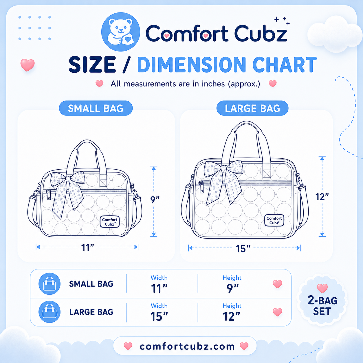 Baby Diaper Bag Set with Changing Mat - Large Capacity Premium Mummy Bag Complete