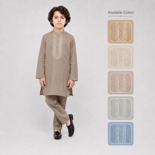 Boys Cotton Kurta Shalwar – Premium 2-Piece Set | Multiple Colours