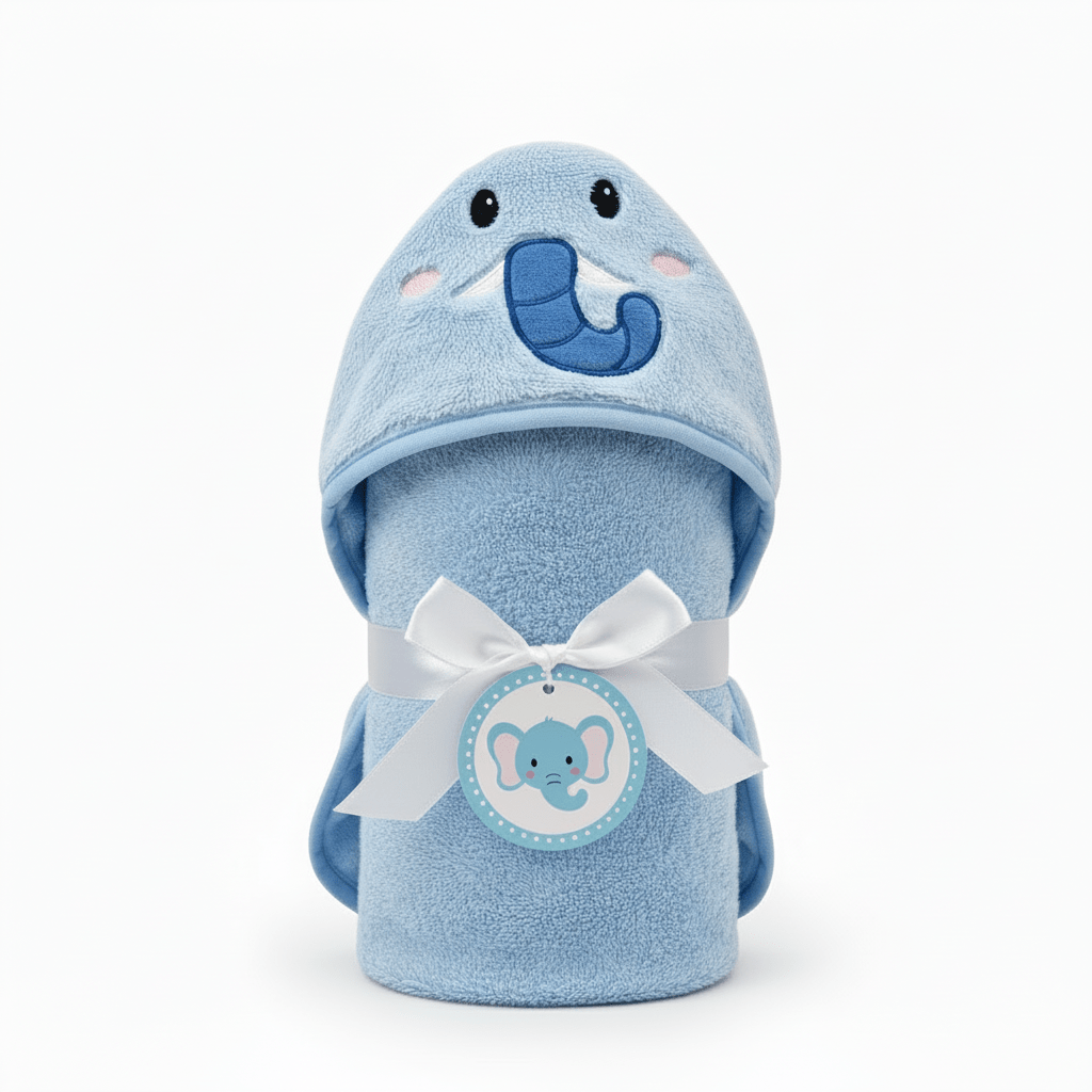 Baby Bath Towel Cotton Hooded Elephant Design - Comfort Cubz