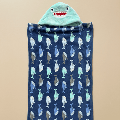 Baby Bath Towel Cotton Hooded Shark Design - Comfort Cubz