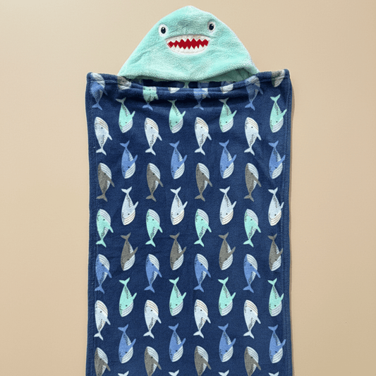 Baby Bath Towel Cotton Hooded Shark Design - Comfort Cubz