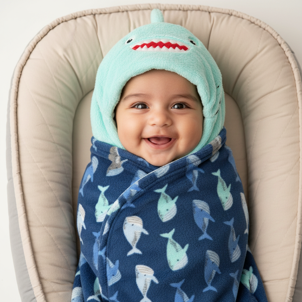 Baby Bath Towel Cotton Hooded Shark Design
