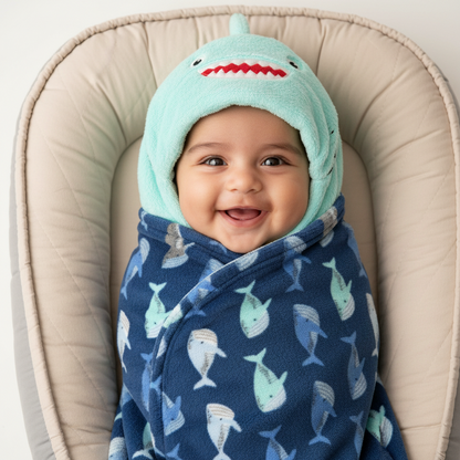 Baby Bath Towel Cotton Hooded Shark Design