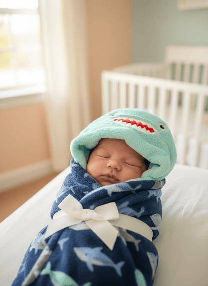 Baby Bath Towel Cotton Hooded Shark Design - Comfort Cubz