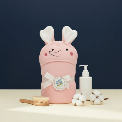 Baby Bath Towel Cotton Pink Elephant Design - Comfort Cubz