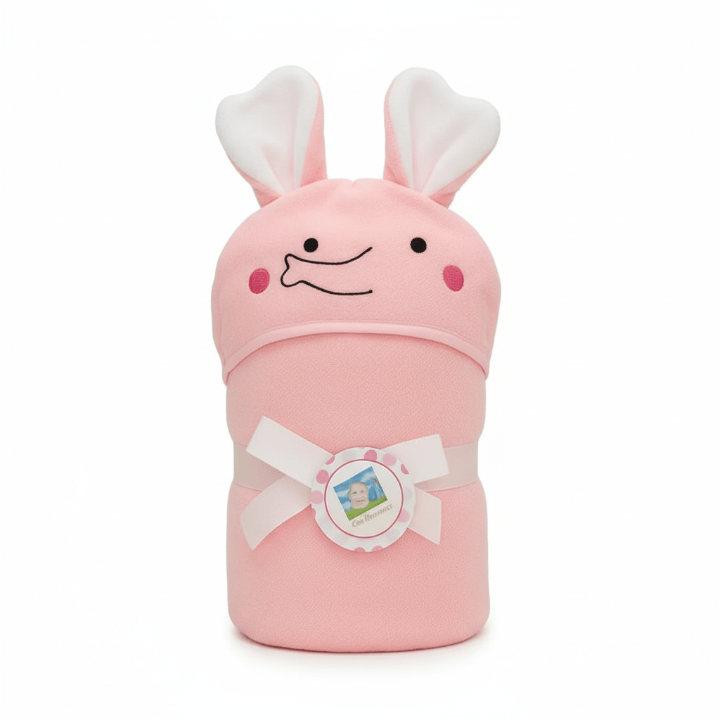 Baby Bath Towel Cotton Pink Elephant Design - Comfort Cubz