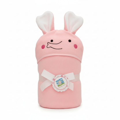 Baby Bath Towel Cotton Pink Elephant Design - Comfort Cubz