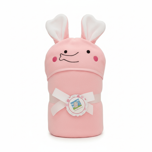 Baby Bath Towel Cotton Pink Elephant Design - Comfort Cubz