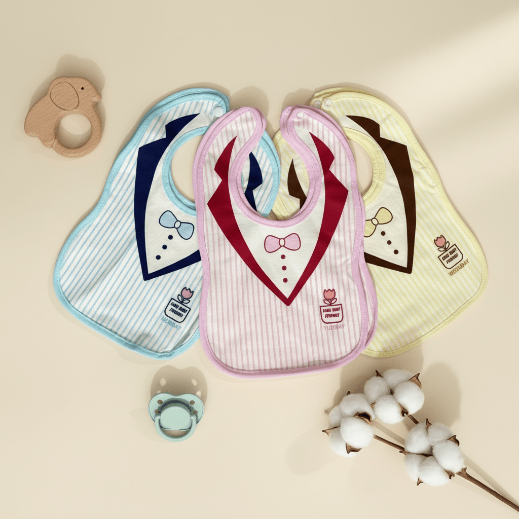 Baby Bib Cotton Feeding Absorbent Pack of 2 - Comfort Cubz