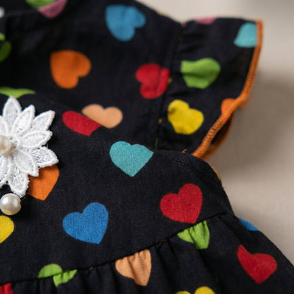 Baby Girl Black Frock with Heart Design - Elegant Dress 0 - 9M - Comfort Cubz