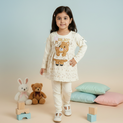 Baby Girl Character Print Kameez Shalwar - Adorable Cotton Dress