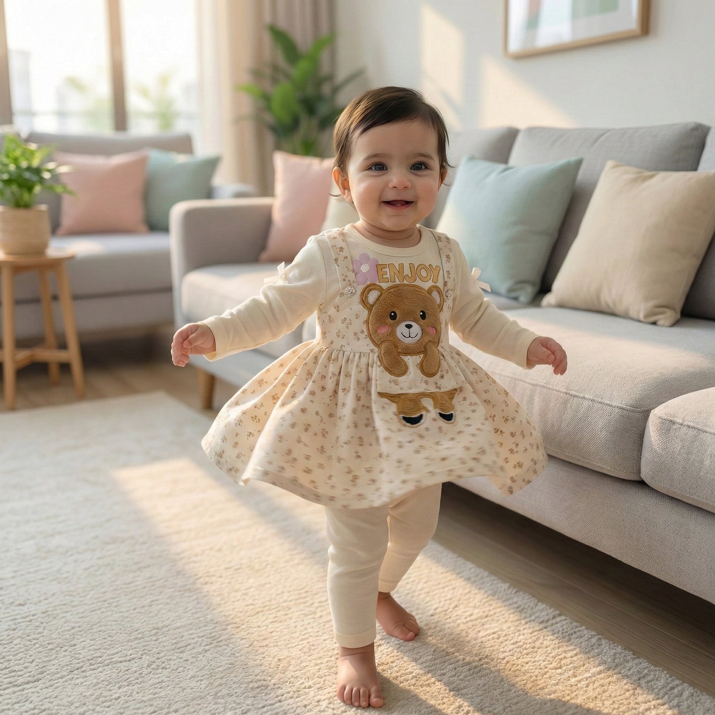 Baby Girl Character Print Frock - Adorable Cotton Dress - Comfort Cubz