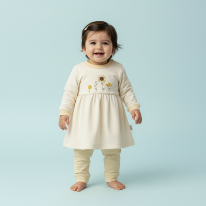 Baby Girl Frock - Sunflower Design | 6-18 Months